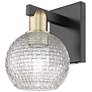 1_Arcadia Athens 10"H Black And Brass Sconce w/ Clear Basket Weave Shade