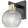 Arcadia Athens 10"H Black And Brass Sconce w/ Clear Basket Weave Shade