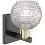 2_Arcadia Athens 10"H Black And Brass Sconce w/ Clear Basket Weave Shade more views