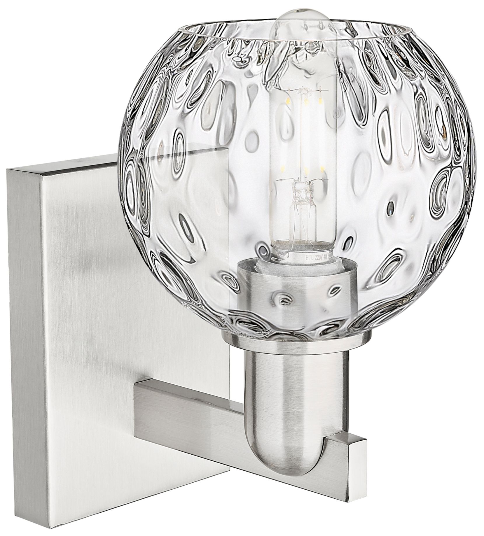 Image 2 Arcadia Athens 10"H Brushed Satin Nickel Sconce With Water Glass Shade more views