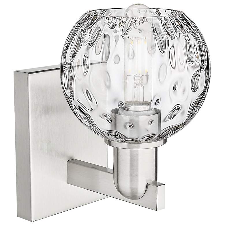 Image 2 Arcadia Athens 10"H Brushed Satin Nickel Sconce With Water Glass Shade more views