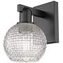 1_Arcadia Athens 10"H Matte Black Sconce With Clear Basket Weave Shade
