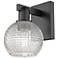 Arcadia Athens 10"H Matte Black Sconce With Clear Basket Weave Shade