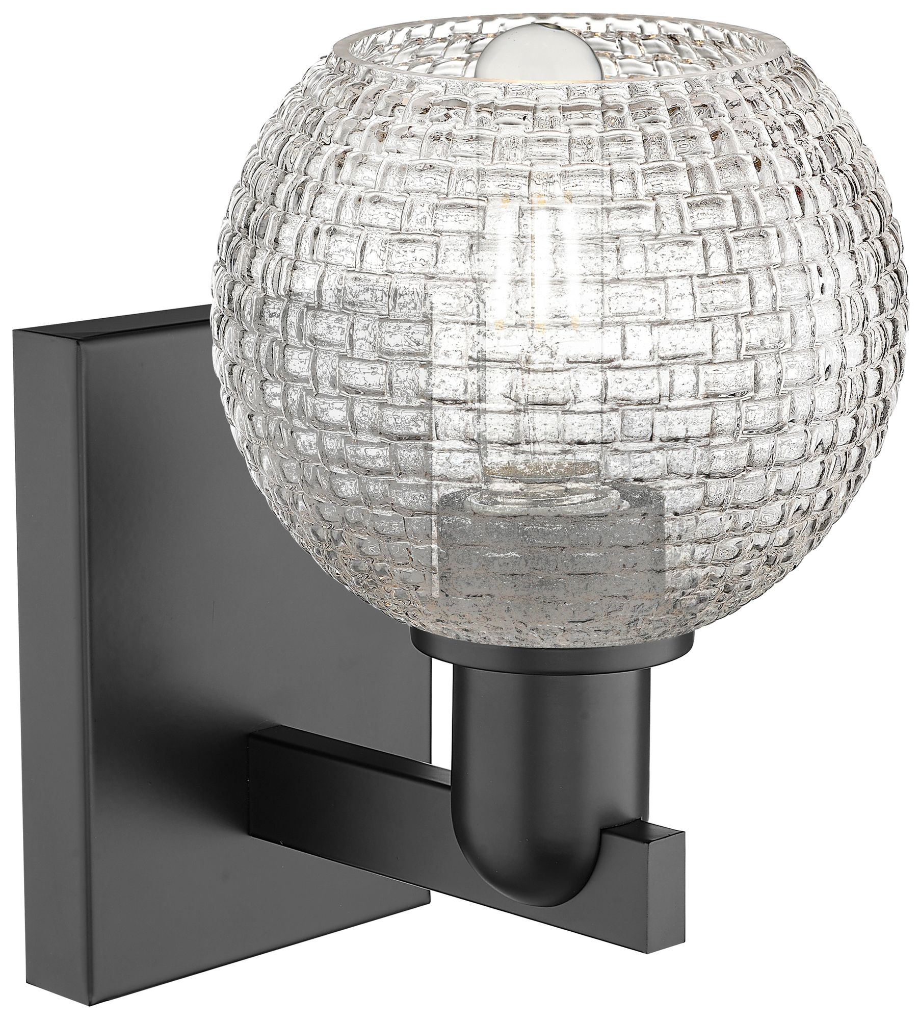 Image 2 Arcadia Athens 10"H Matte Black Sconce With Clear Basket Weave Shade more views