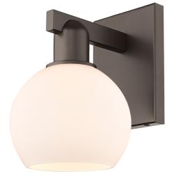 Arcadia Athens 10"H Oil Rubbed Bronze Sconce With Matte White Shade