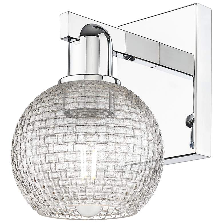 Image 1 Arcadia Athens 10"H Polished Chrome Sconce w/ Clear Basket Weave Shade