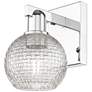 1_Arcadia Athens 10"H Polished Chrome Sconce w/ Clear Basket Weave Shade