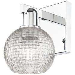 Arcadia Athens 10"H Polished Chrome Sconce w/ Clear Basket Weave Shade