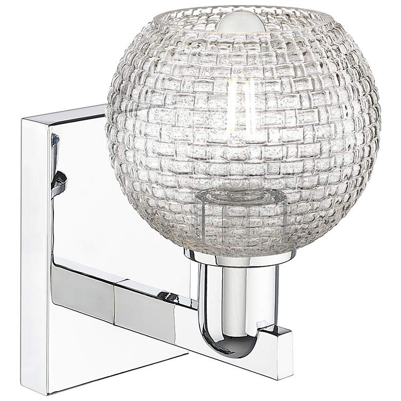 Image 2 Arcadia Athens 10"H Polished Chrome Sconce w/ Clear Basket Weave Shade more views