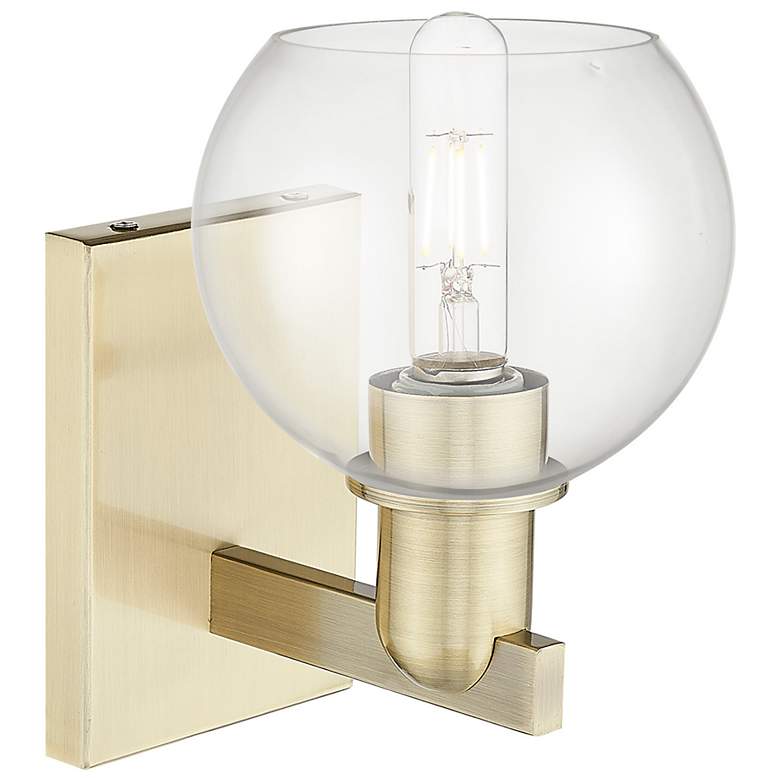 Image 2 Arcadia Athens 10" High Antique Brass Sconce With Clear Shade more views