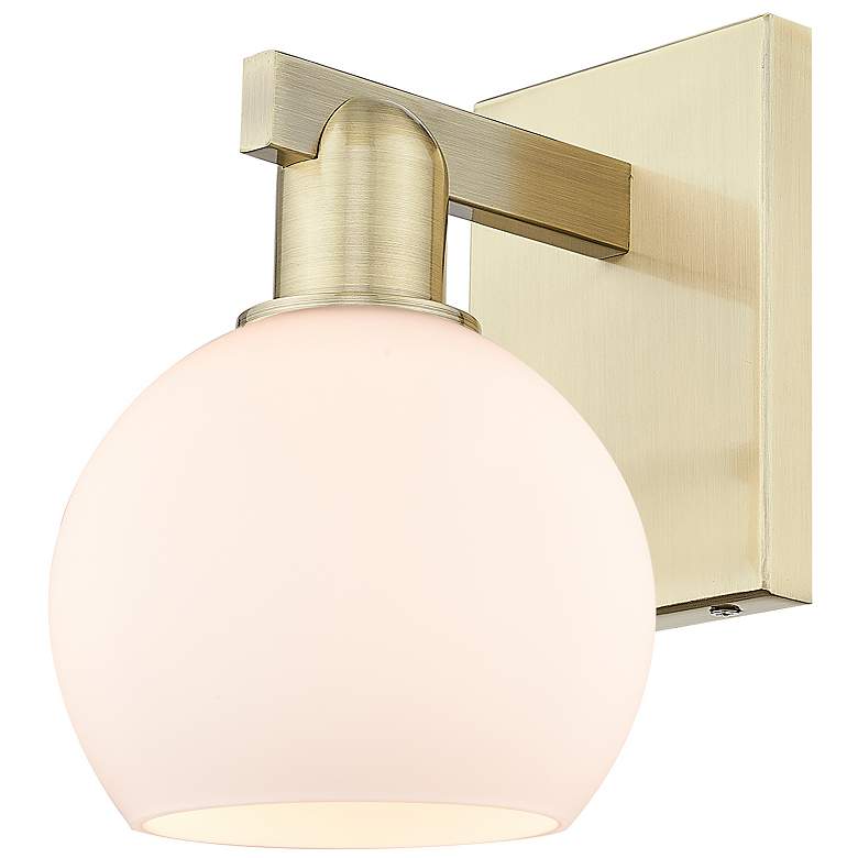 Image 1 Arcadia Athens 10" High Antique Brass Sconce With Matte White Shade
