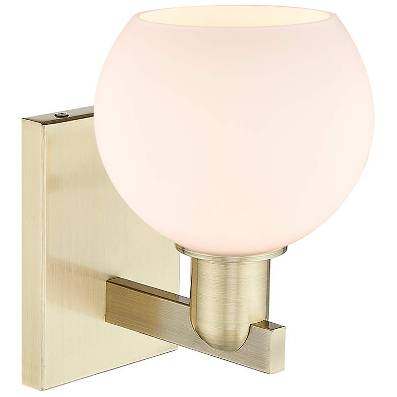 Image 2 Arcadia Athens 10" High Antique Brass Sconce With Matte White Shade more views
