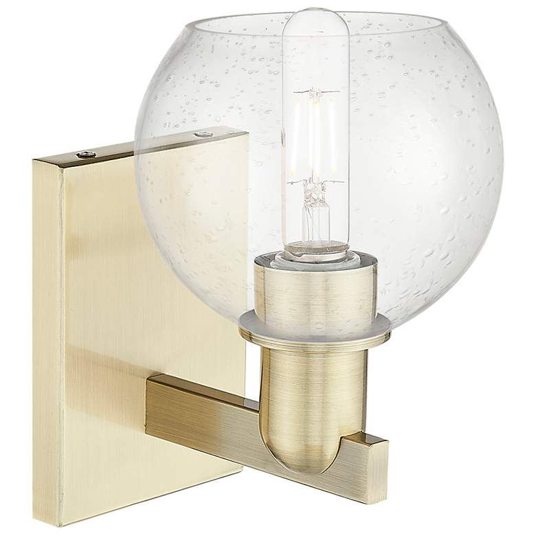 Image 2 Arcadia Athens 10" High Antique Brass Sconce With Seedy Shade more views