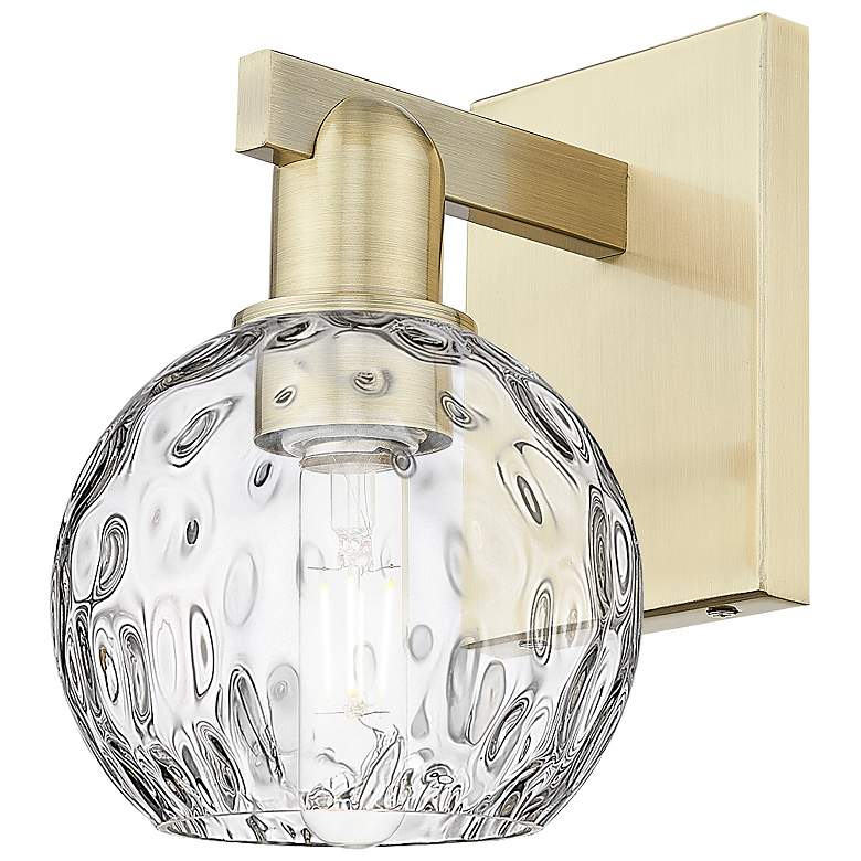 Image 1 Arcadia Athens 10" High Antique Brass Sconce With Water Glass Shade