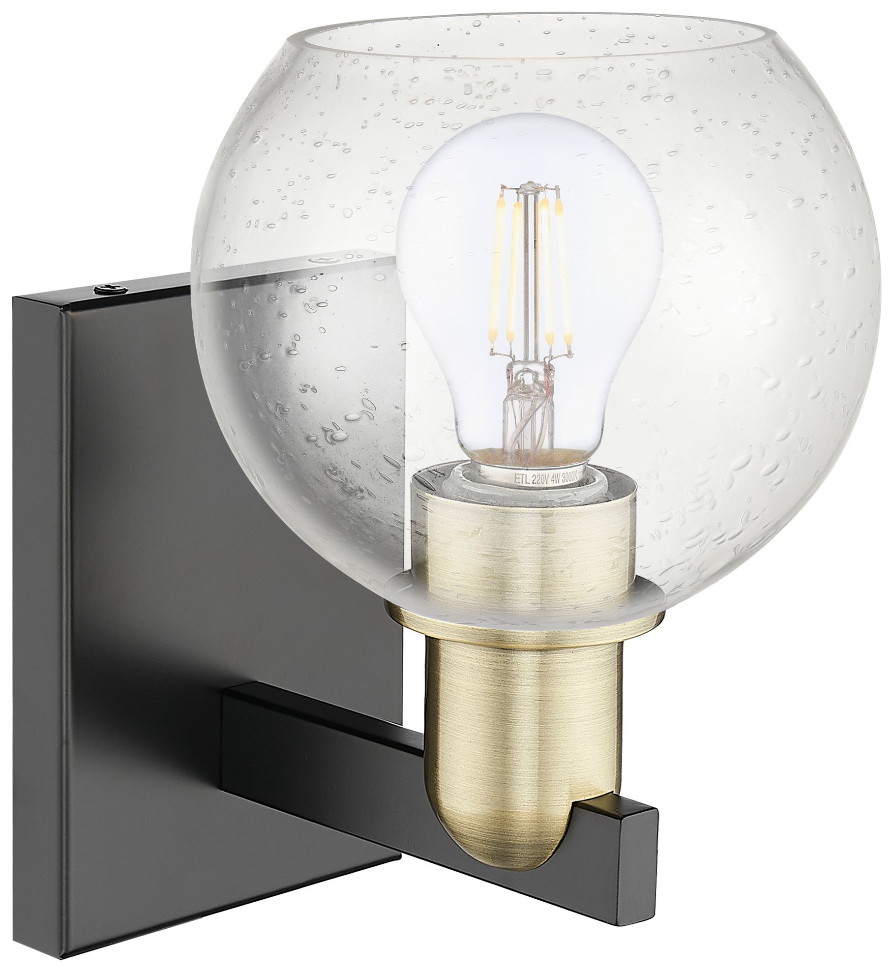 Image 2 Arcadia Athens 10" High Black Antique Brass Sconce With Seedy Shade more views