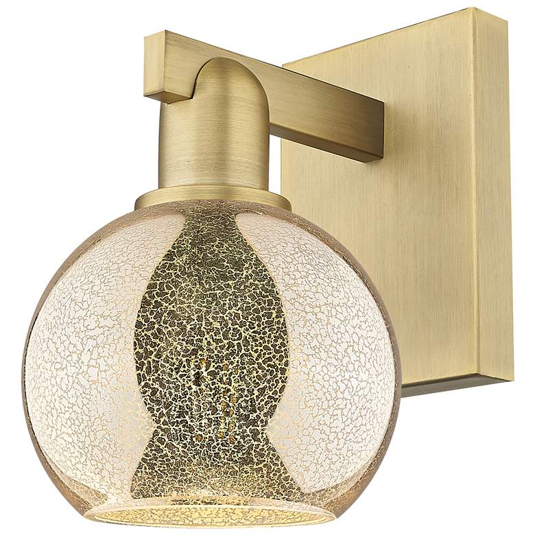 Image 1 Arcadia Athens 10" High Brushed Brass Sconce With Mercury Shade