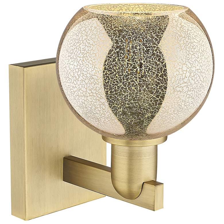 Image 2 Arcadia Athens 10" High Brushed Brass Sconce With Mercury Shade more views