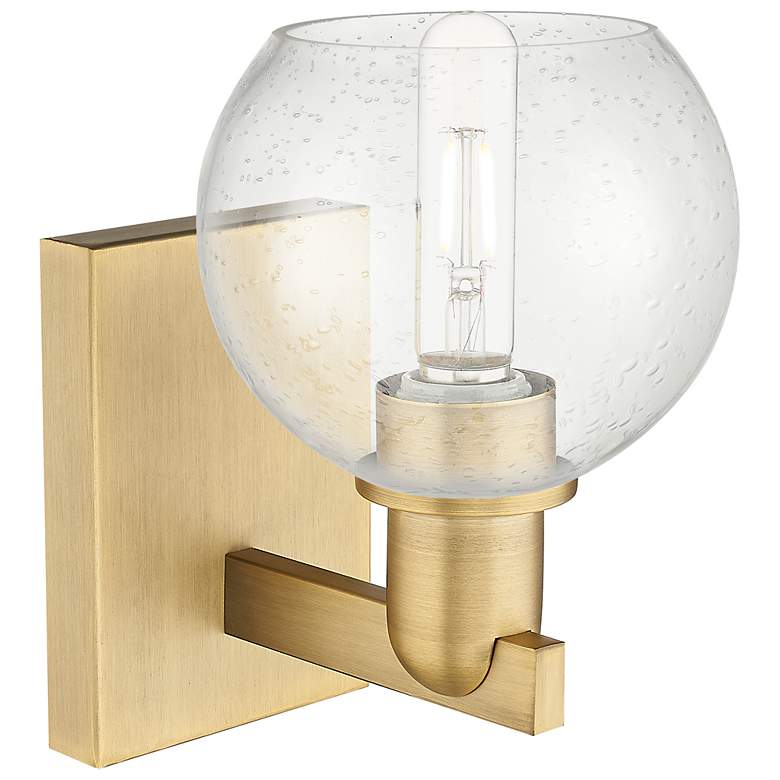 Image 2 Arcadia Athens 10" High Brushed Brass Sconce With Seedy Shade more views