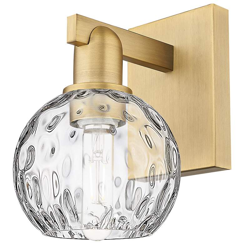 Image 1 Arcadia Athens 10" High Brushed Brass Sconce With Water Glass Shade