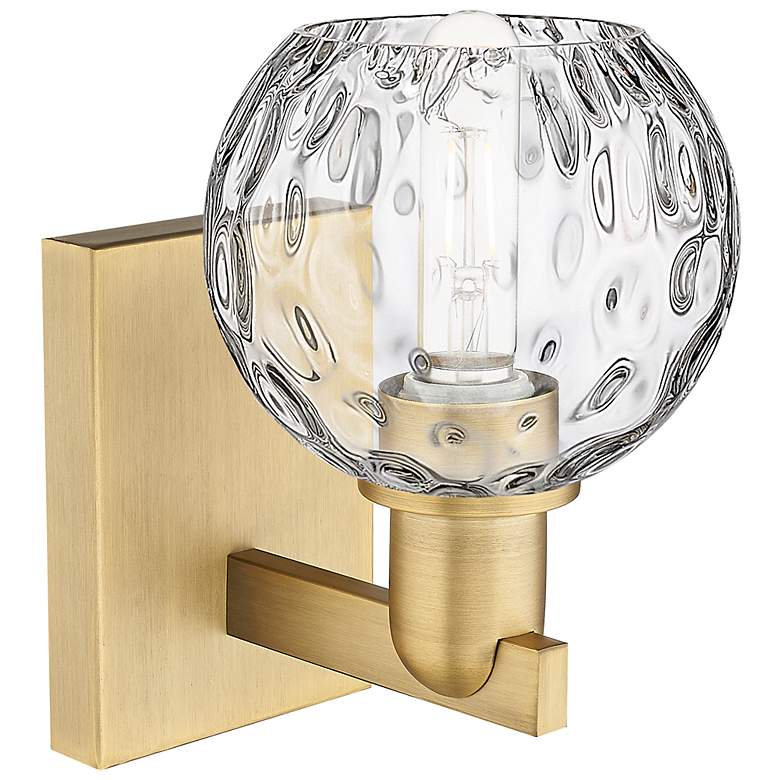 Image 2 Arcadia Athens 10" High Brushed Brass Sconce With Water Glass Shade more views
