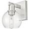 Arcadia Athens 10" High Brushed Satin Nickel Sconce With Clear Shade