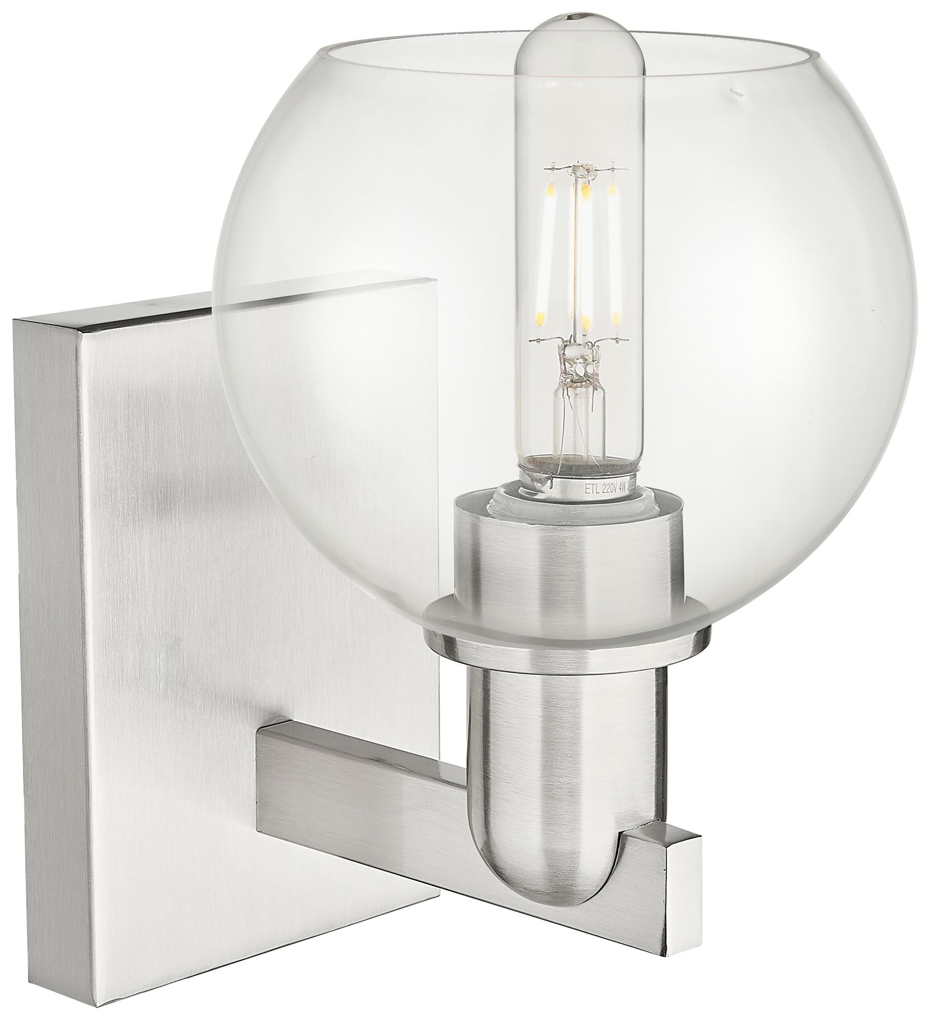 Image 2 Arcadia Athens 10" High Brushed Satin Nickel Sconce With Clear Shade more views