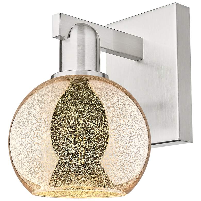 Image 1 Arcadia Athens 10" High Brushed Satin Nickel Sconce With Mercury Shade