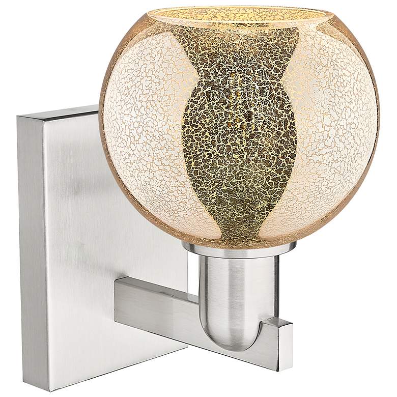 Image 2 Arcadia Athens 10" High Brushed Satin Nickel Sconce With Mercury Shade more views