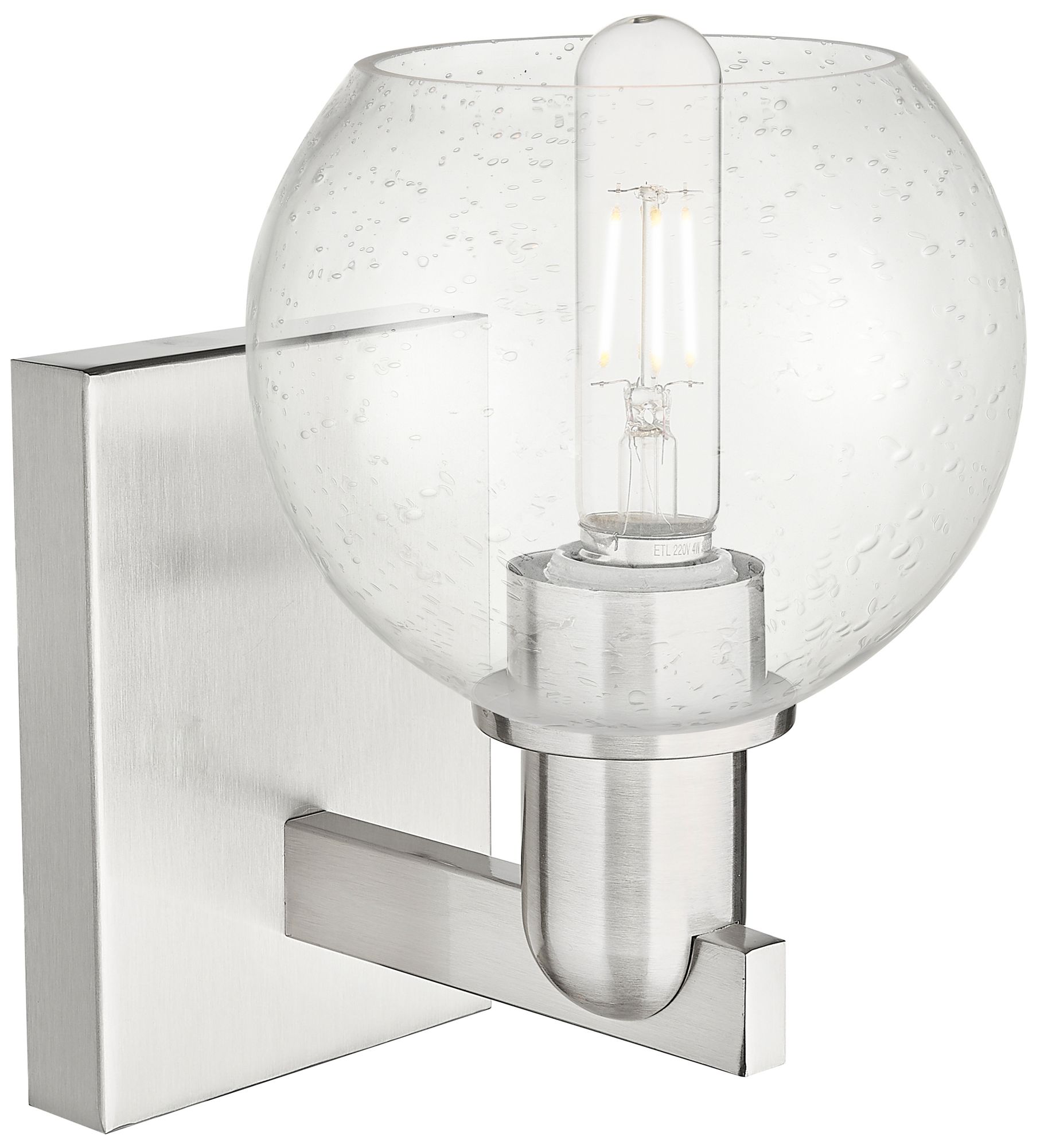 Image 2 Arcadia Athens 10" High Brushed Satin Nickel Sconce With Seedy Shade more views
