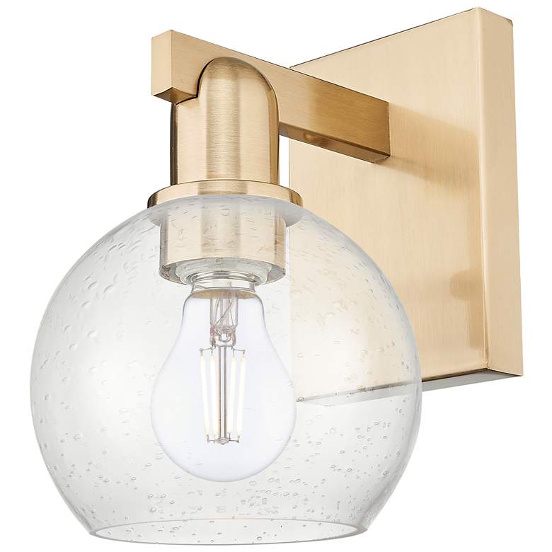 Image 1 Arcadia Athens 10" High Champagne Bronze Sconce With Seedy Shade