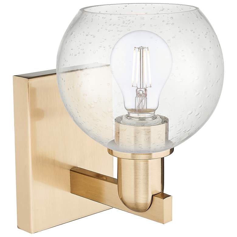 Image 2 Arcadia Athens 10" High Champagne Bronze Sconce With Seedy Shade more views