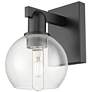 1_Arcadia Athens 10" High Matte Black Sconce With Clear Shade