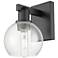 Arcadia Athens 10" High Matte Black Sconce With Clear Shade