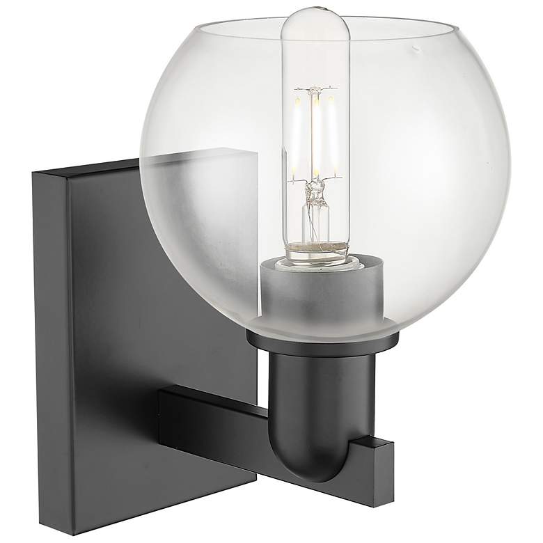 Image 2 Arcadia Athens 10" High Matte Black Sconce With Clear Shade more views