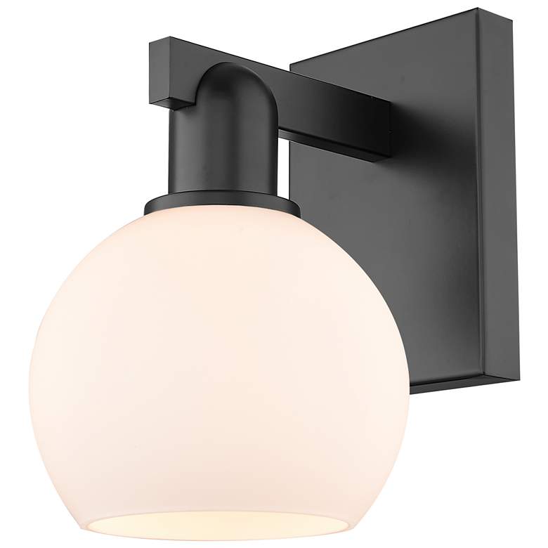 Image 1 Arcadia Athens 10" High Matte Black Sconce With Matte White Shade