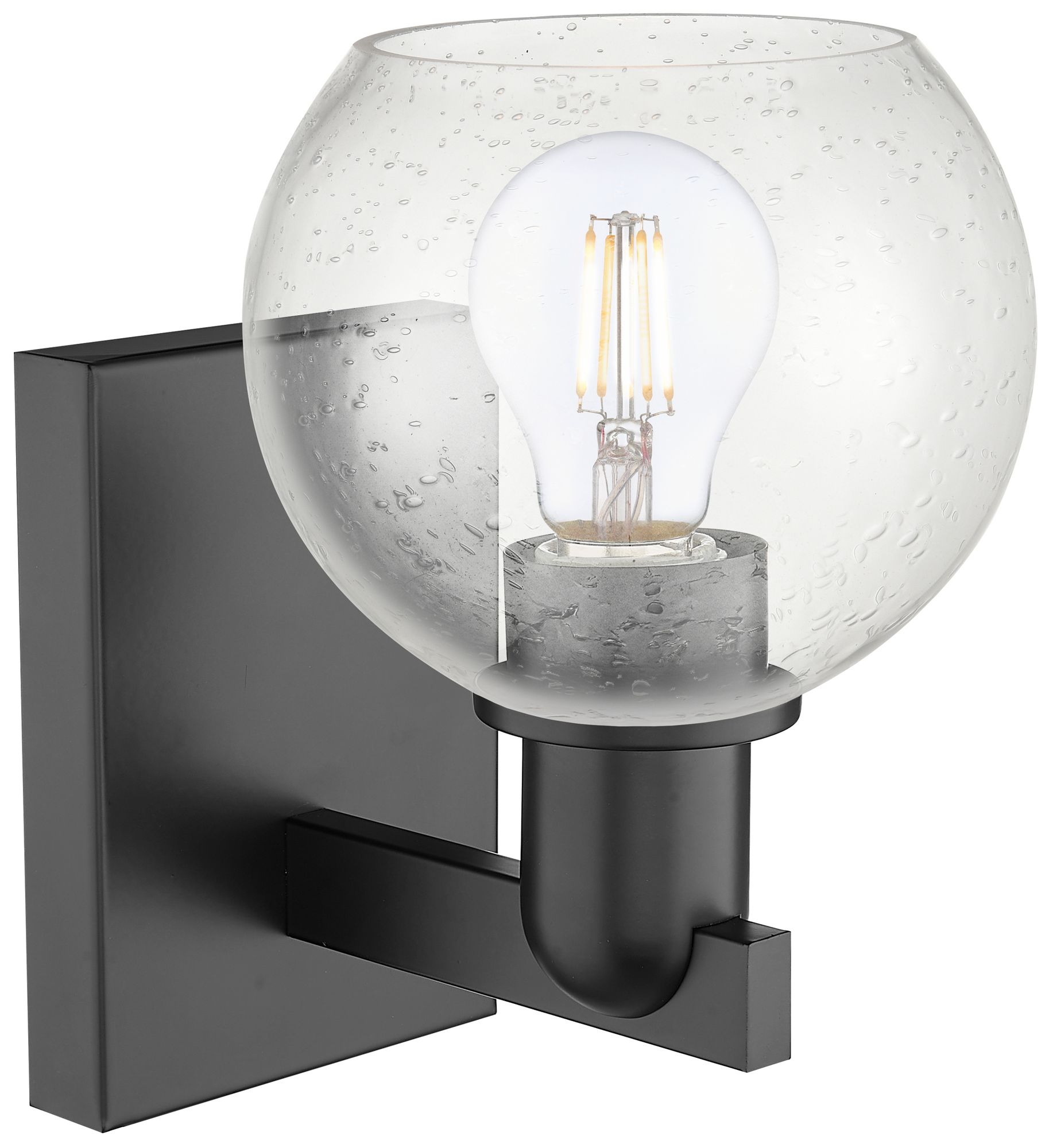 Image 2 Arcadia Athens 10" High Matte Black Sconce With Seedy Shade more views