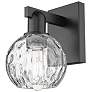 1_Arcadia Athens 10" High Matte Black Sconce With Water Glass Shade