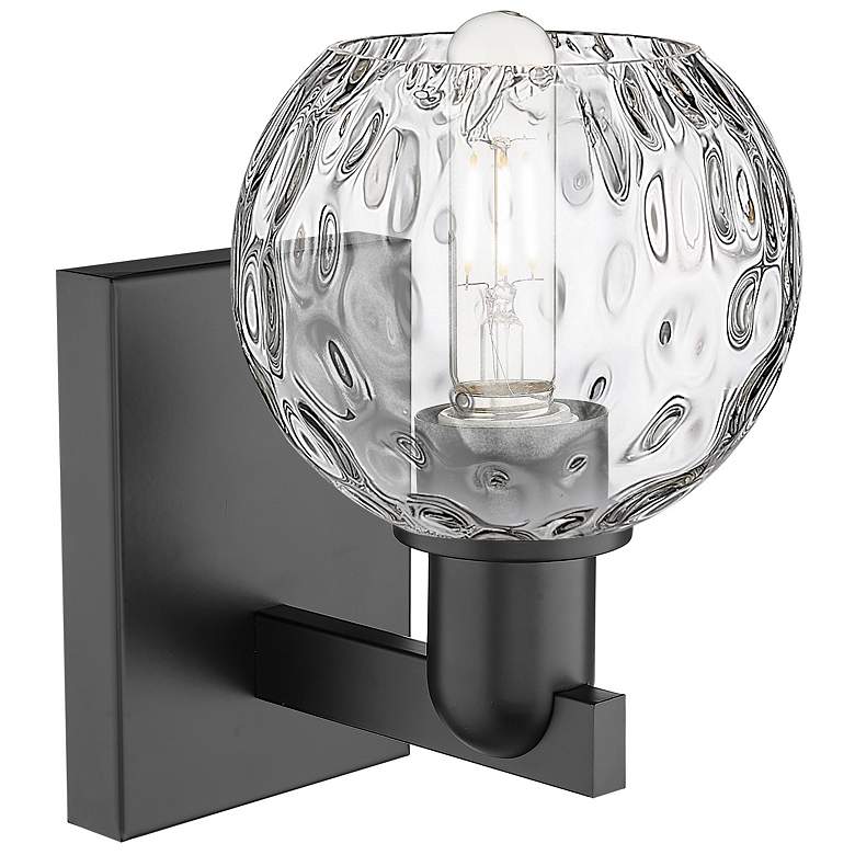 Image 2 Arcadia Athens 10" High Matte Black Sconce With Water Glass Shade more views