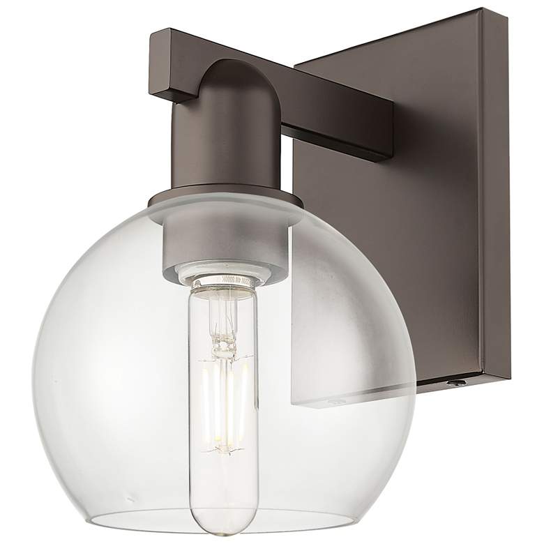 Image 1 Arcadia Athens 10" High Oil Rubbed Bronze Sconce With Clear Shade