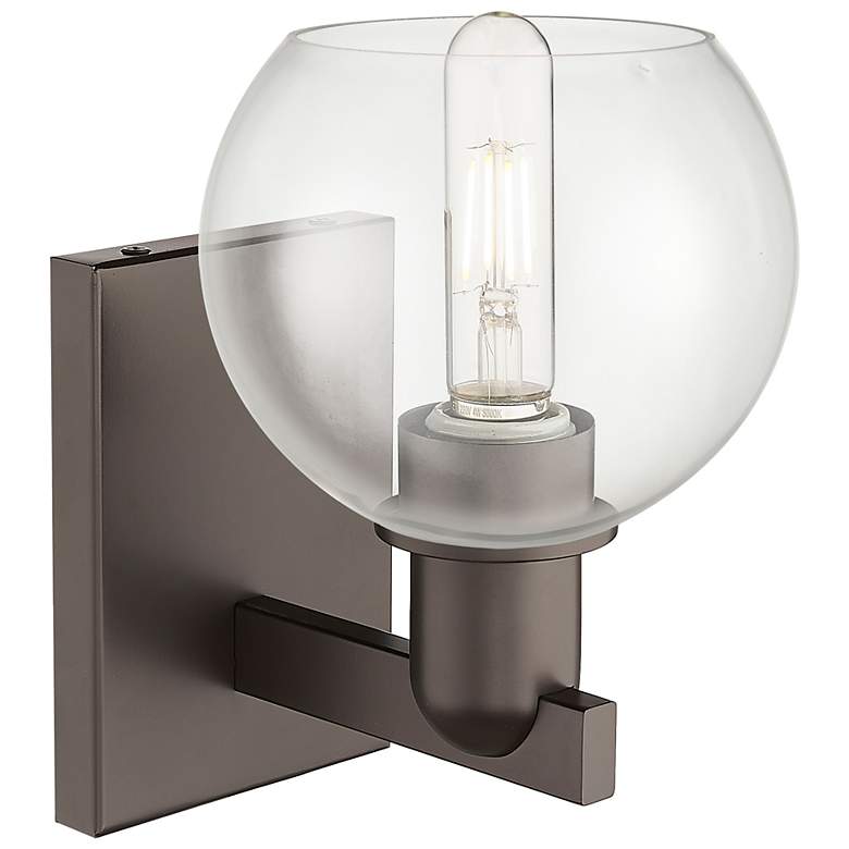 Image 2 Arcadia Athens 10" High Oil Rubbed Bronze Sconce With Clear Shade more views