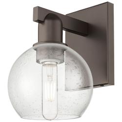 Arcadia Athens 10" High Oil Rubbed Bronze Sconce With Seedy Shade