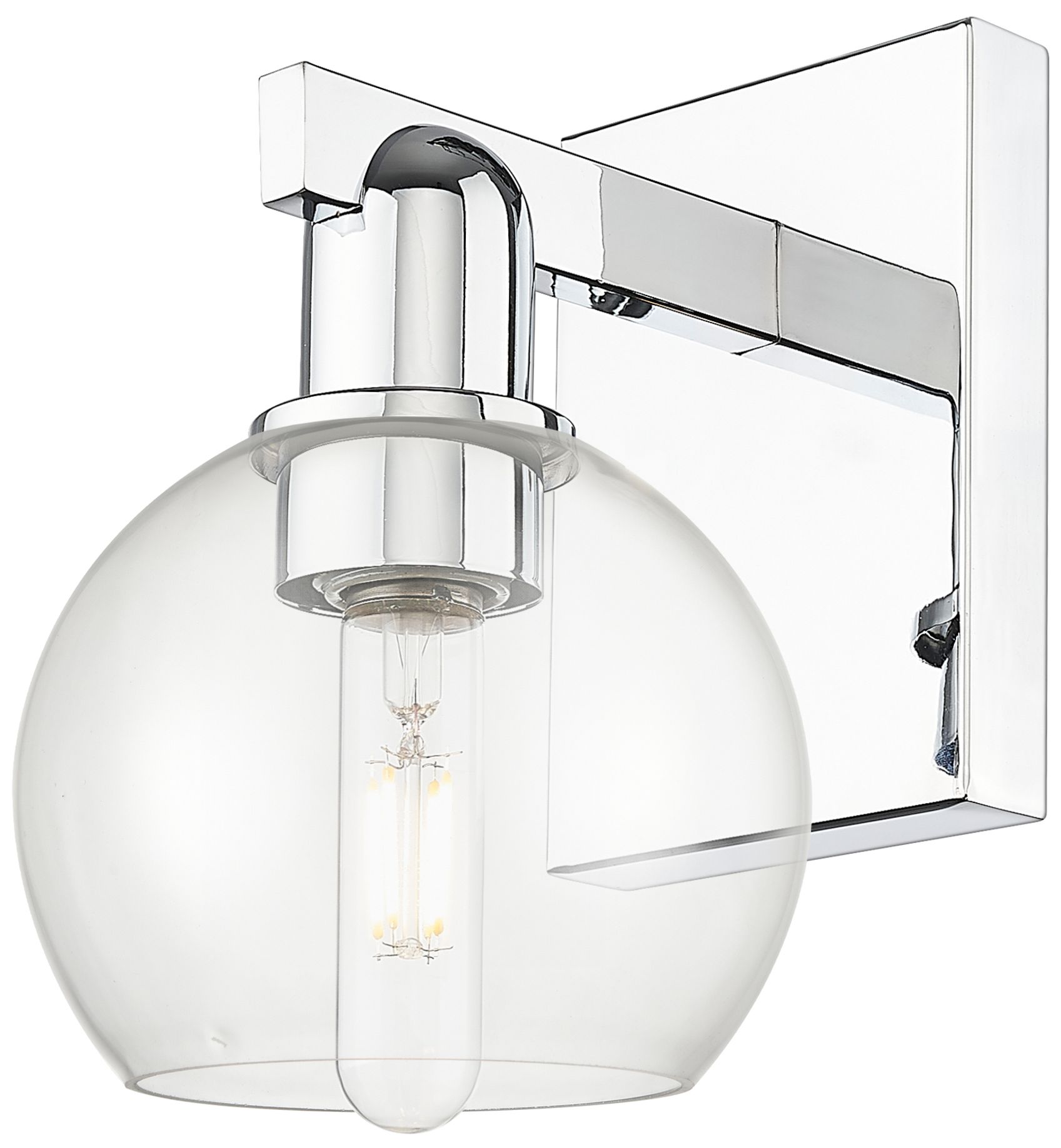 Arcadia Athens 10" High Polished Chrome Sconce With Clear Shade