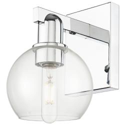 Arcadia Athens 10" High Polished Chrome Sconce With Clear Shade