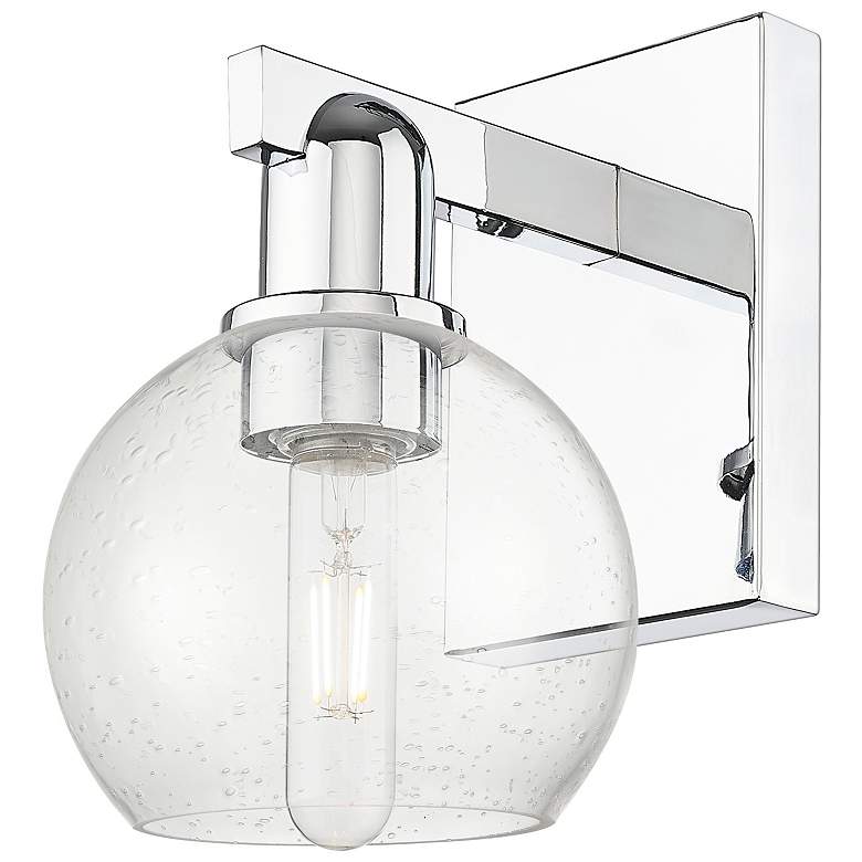 Image 1 Arcadia Athens 10" High Polished Chrome Sconce With Seedy Shade