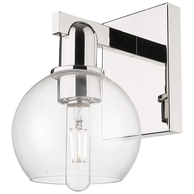 Image 1 Arcadia Athens 10" High Polished Nickel Sconce With Clear Shade