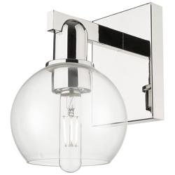 Arcadia Athens 10" High Polished Nickel Sconce With Clear Shade
