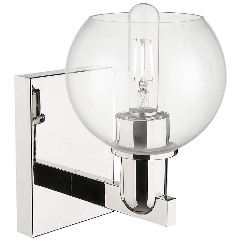 Image 2 Arcadia Athens 10" High Polished Nickel Sconce With Clear Shade more views