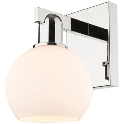 Arcadia Athens 10" High Polished Nickel Sconce With Matte White Shade