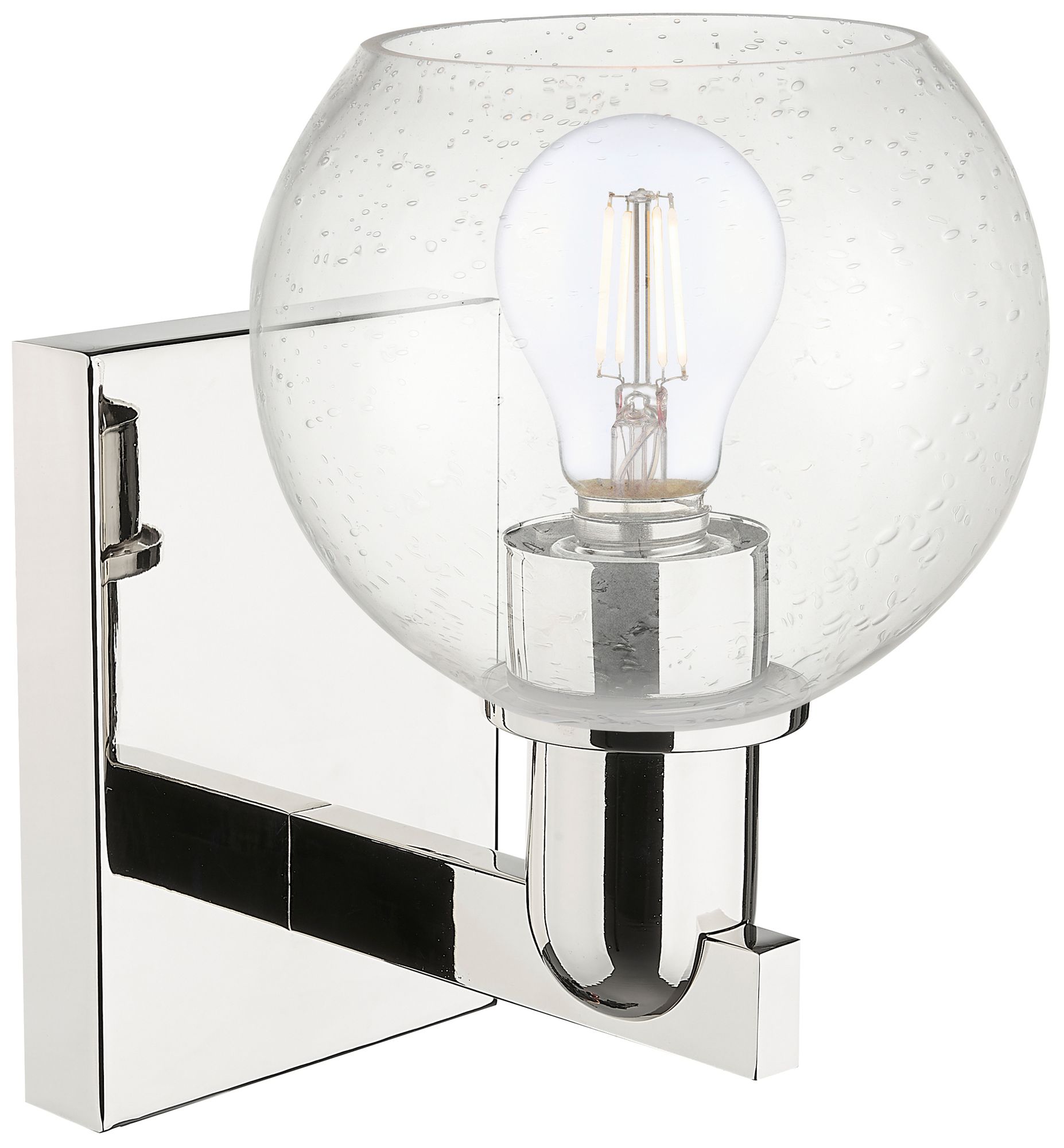 Image 2 Arcadia Athens 10" High Polished Nickel Sconce With Seedy Shade more views