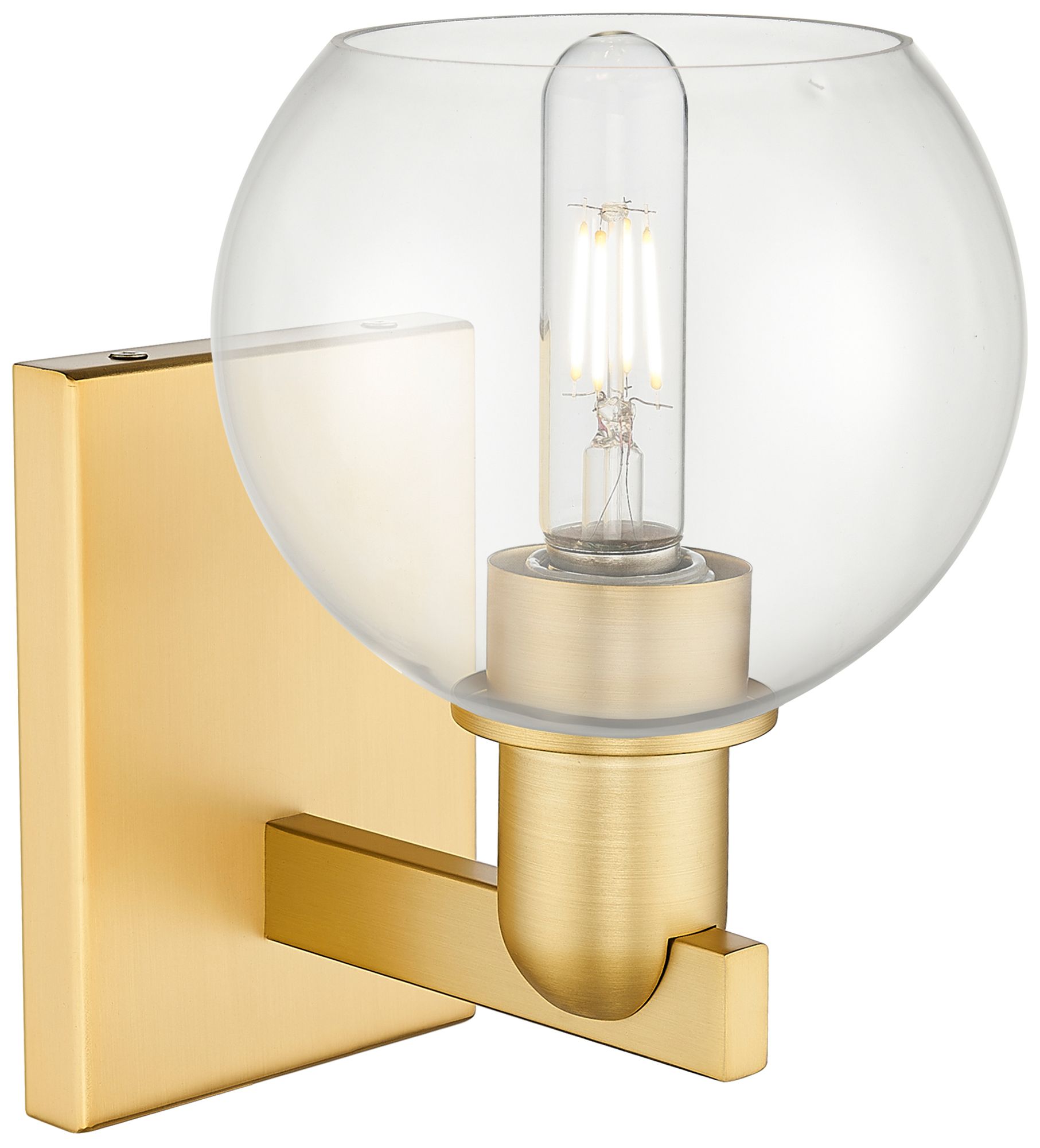 Image 2 Arcadia Athens 10" High Satin Gold Sconce With Clear Shade more views